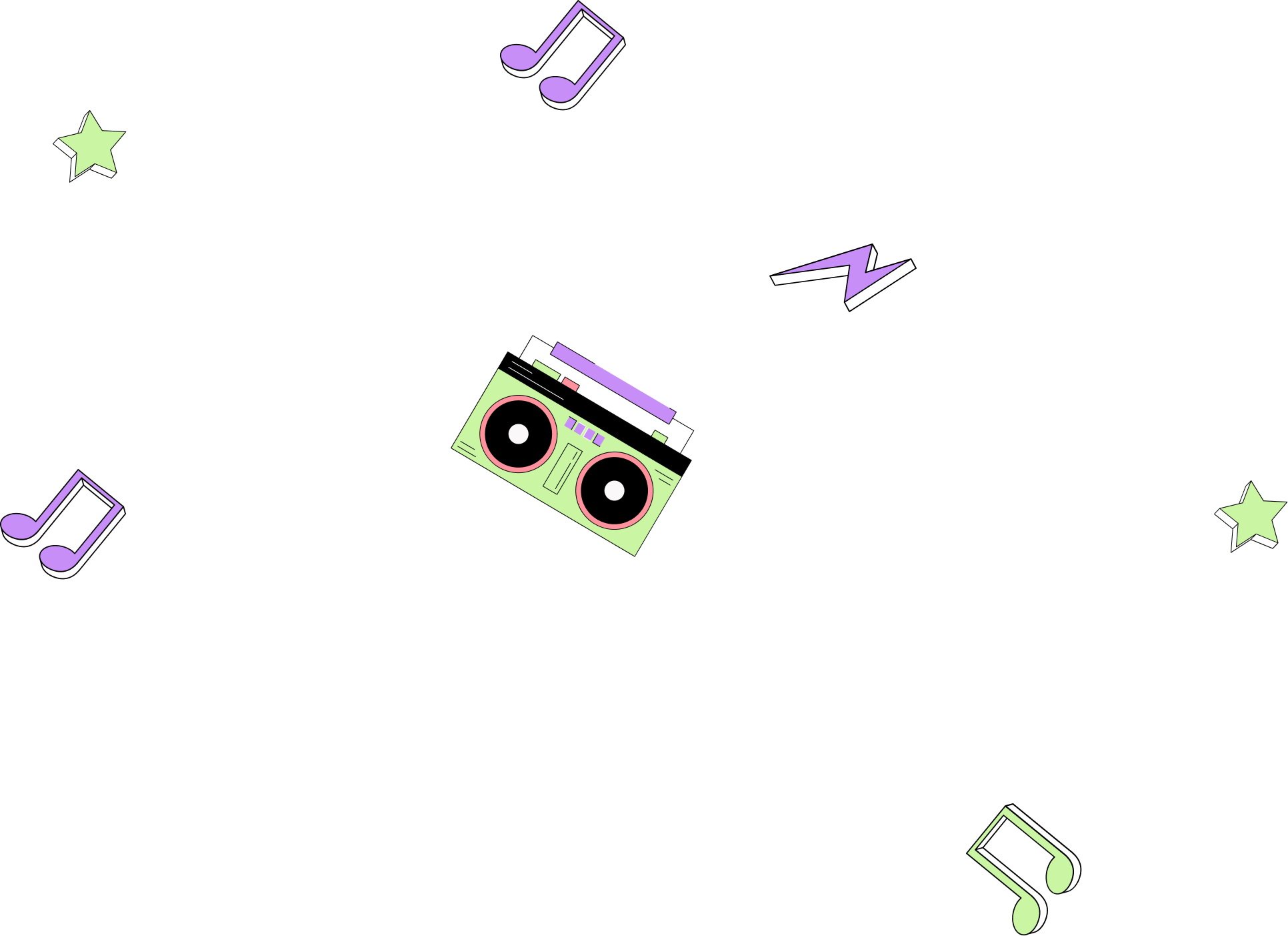 music note and ghetto blaster illustration